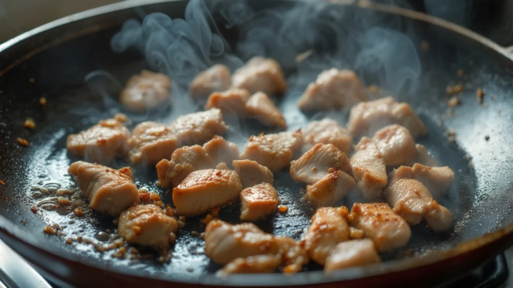 Juicy grilled chicken breast sliced and ready for Hmong cabbage and chicken recipe preparation.