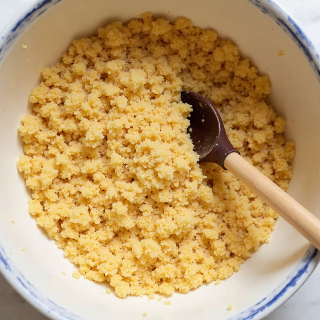 Crushed biscuits in a bowl, ready to be used as a topping for million dollar chicken casserole.