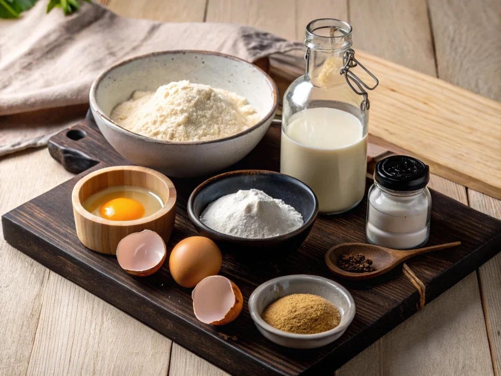 Ingredients for dairy-free pancakes