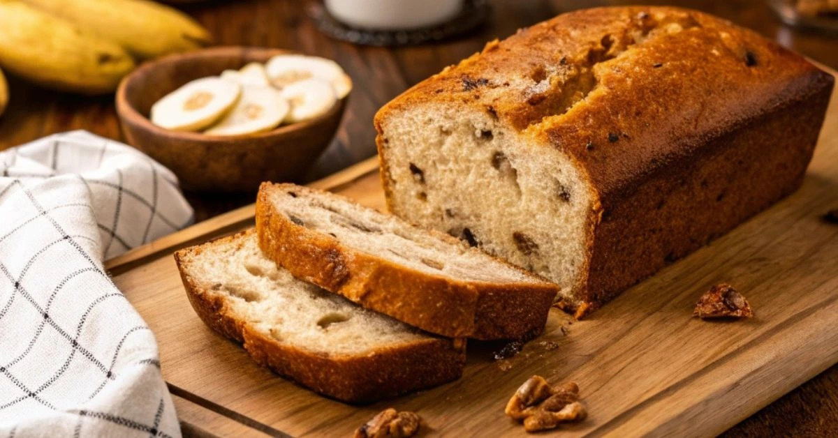 banana bread with two bananas